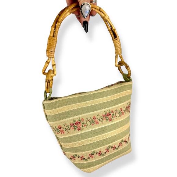 90's woven floral summer bag with bamboo handle by G's GLORY - Picture 16 of 16